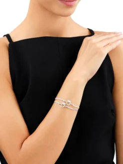 Bransoletka z elementami srebra i cyrkoniami z efektem Tie Dye - sowa