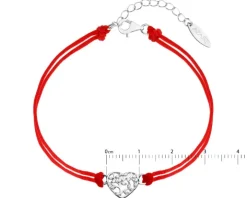 Bransoletka z elementami srebra i cyrkoniami - serce, drzewko