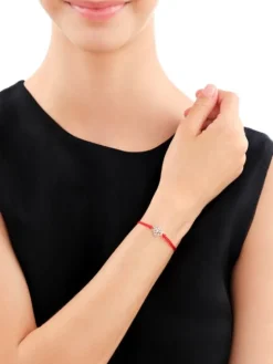 Bransoletka z elementami srebra i cyrkoniami - serce, drzewko