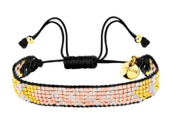 Bransoletka z elementami z mosiądzu pozłacanego i ze szklanymi koralikami