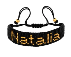 Bransoletka z elementami z żółtego złota i koralikami - Natalia