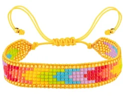 Bransoletka z elementami z żółtego złota i koralikami