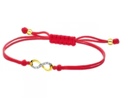 Bransoletka z elementami żółtego złota i diamentem - nieskończoność - 0,004 ct - próba 375