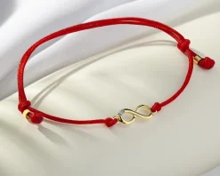 Bransoletka z elementami żółtego złota i diamentem - nieskończoność - 0,004 ct - próba 375