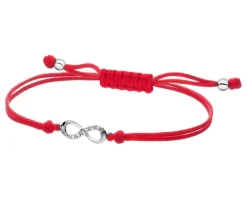 Bransoletka z elementami białego złota i diamentem - nieskończoność - 0,004 ct - próba 585