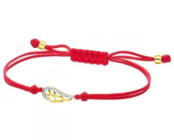 Bransoletka z elementami żółtego złota i diamentami - skrzydło - 0,01 ct - próba 375