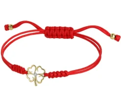 Bransoletka z elementami żółtego złota z brylantem - koniczyna - 0,008 ct - próba 375