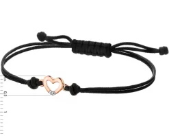 Bransoletka z elementami różowego złota i diamentem - serce - 0,004 ct - próba 375