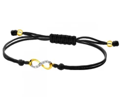 Bransoletka z elementami żółtego złota i diamentem - nieskończoność - 0,004 ct - próba 375