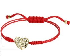Bransoletka z elementami żółtego złota z diamentami - serce, drzewko - 0,01 ct - próba 375