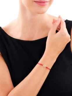 Bransoletka z elementami żółtego złota z diamentami - serce, drzewko - 0,01 ct - próba 375