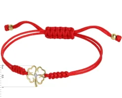 Bransoletka z elementami żółtego złota z brylantem - koniczyna - 0,008 ct - próba 585