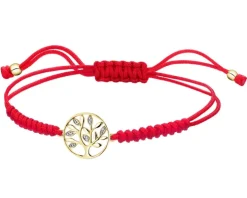 Bransoletka z elementami żółtego złota i diamentami - drzewko - 0,01 ct - próba 375