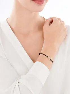 Bransoletka z elementami żółtego złota i diamentem - serca - 0,004 ct - próba 375