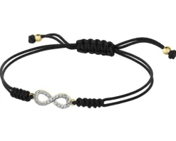 Bransoletka z elementami żółtego złota z diamentami - nieskończoność - 0,08 ct - próba 375