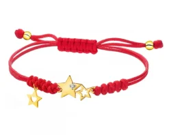 Bransoletka z elementami żółtego złota i diamentem - gwiazdy - 0,005 ct - próba 585