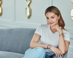 Bransoletka z elementami żółtego złota i diamentem - róża, serce - 0,005 ct - próba 375