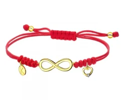 Bransoletka z elementami żółtego złota i diamentem - nieskończoność, litera K, serce - 0,005 ct - próba 375