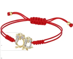 Bransoletka z elementami  żółtego złota i diamentami - sowy - 0,02 ct - próba 375