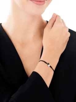 Bransoletka z elementami z żółtego złota z diamentami i emalią - yin yang - 0,01 ct - próba 375