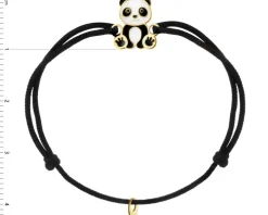 Bransoletka z emalią i  elementami z żółtego złota - miś panda