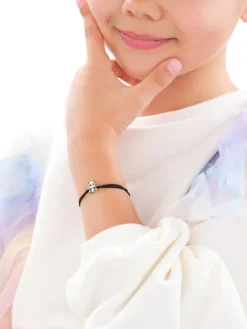 Bransoletka z emalią i  elementami z żółtego złota - miś panda