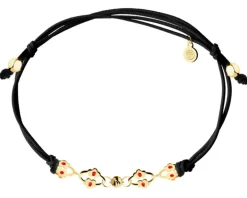 Bransoletka z emalią i elementami z żółtego złota - kwiaty