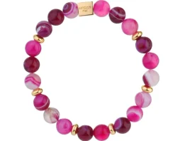 Bransoletka z mosiądzu pozłacana z agatami