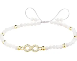 Bransoletka z mosiądzu pozłacana z agatami i cyrkoniami - nieskończoność