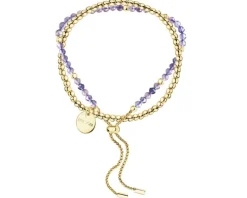 Bransoletka z mosiądzu pozłacana z kordierytami