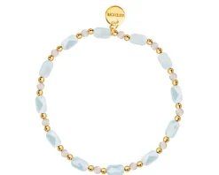 Bransoletka z mosiądzu pozłacana z labradorytami i szklanymi detalami