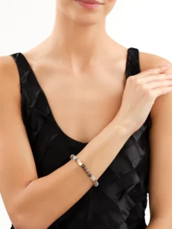 Bransoletka z mosiądzu pozłacana z agatami