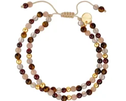 Bransoletka z mosiądzu pozłacana z agatami, granatami, kamieniami księżycowymi i Tygrysim okiem