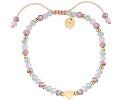 Bransoletka z mosiądzu pozłacanego ze szkłem szlifowanym - serce