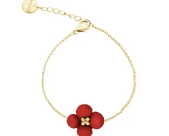 Bransoletka z mosiądzu pozłacana - kwiat