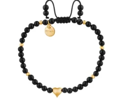 Bransoletka z mosiądzu pozłacana z agatami - serce