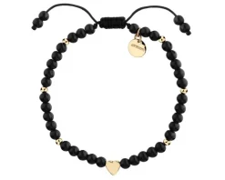 Bransoletka z mosiądzu pozłacana z agatami - serce