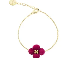 Bransoletka z mosiądzu pozłacana - kwiat