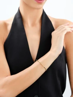 Bransoletka z mosiądzu pozłacana z hematytami