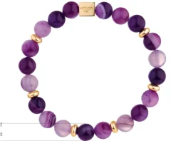 Bransoletka z mosiądzu pozłacana z agatami