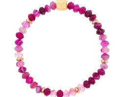 Bransoletka z mosiądzu pozłacana z agatami