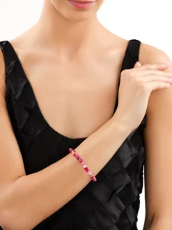 Bransoletka z mosiądzu pozłacana z agatami