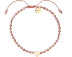 Bransoletka z mosiądzu pozłacana z rodolitami- serce