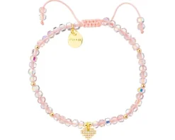 Bransoletka z mosiądzu pozłacana ze szklanymi detalami i cyrkoniami - serce