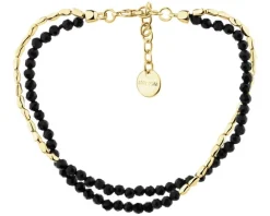 Bransoletka z mosiądzu pozłacana z agatami