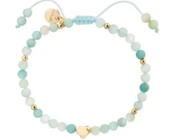 Bransoletka z mosiądzu pozłacana z amazonitami - serce