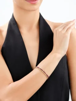 Bransoletka z mosiądzu pozłacana z granatami