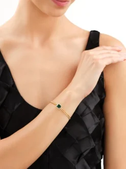 Bransoletka z mosiądzu pozłacana z cyrkoniami