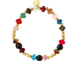 Bransoletka z mosiądzu pozłacana z agatami i kamieniami jubilerskimi - noc Kairu