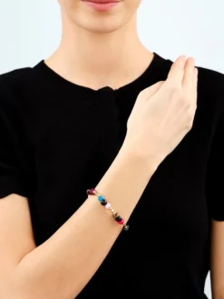 Bransoletka z mosiądzu pozłacana z agatami i kamieniami jubilerskimi - noc Kairu